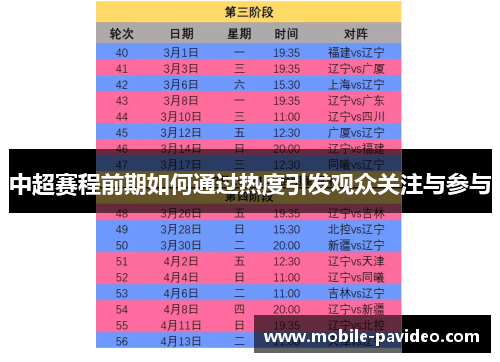 中超赛程前期如何通过热度引发观众关注与参与